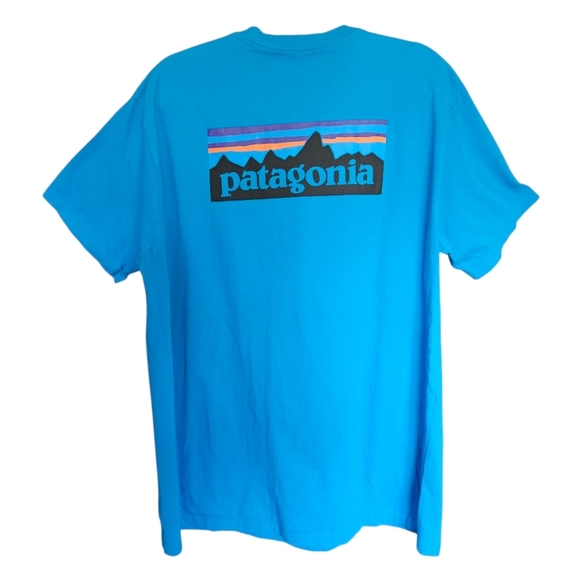 Mens P-6 Logo Patagonia Blue Organic Cotton T Shirt Size XXL - Picture 4 of 8